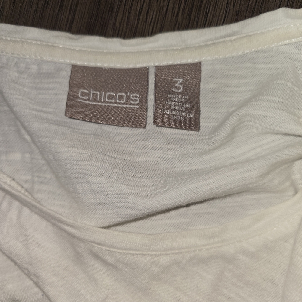 Chico's Sz. Xlarge White Cold Shoulder Tshirt - Picture 7 of 7